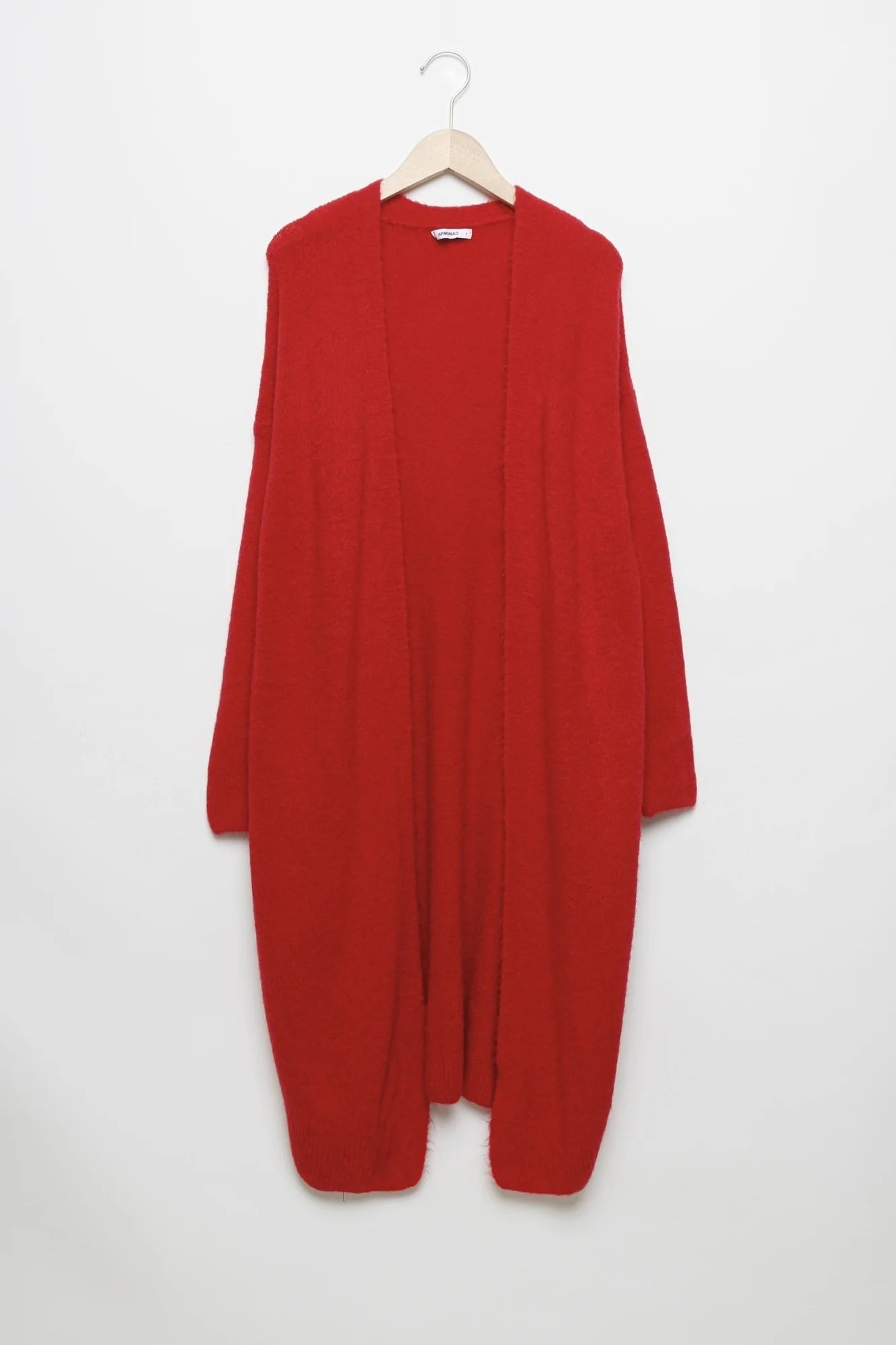 Gilet long grosse maille rouge