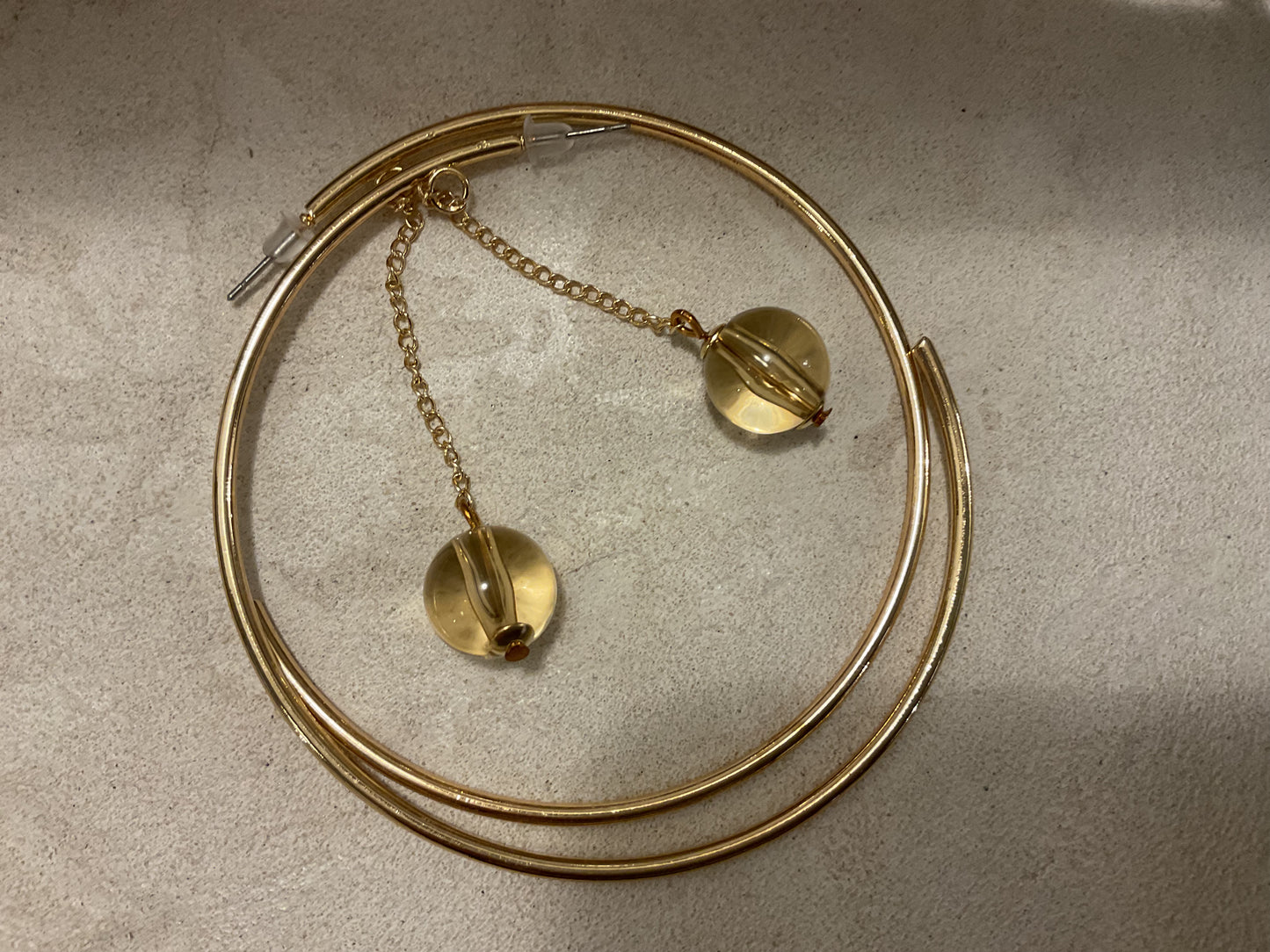 Boucles créoles avec pendant perle verre