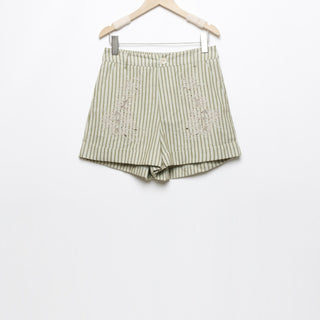 Short rayé brodé