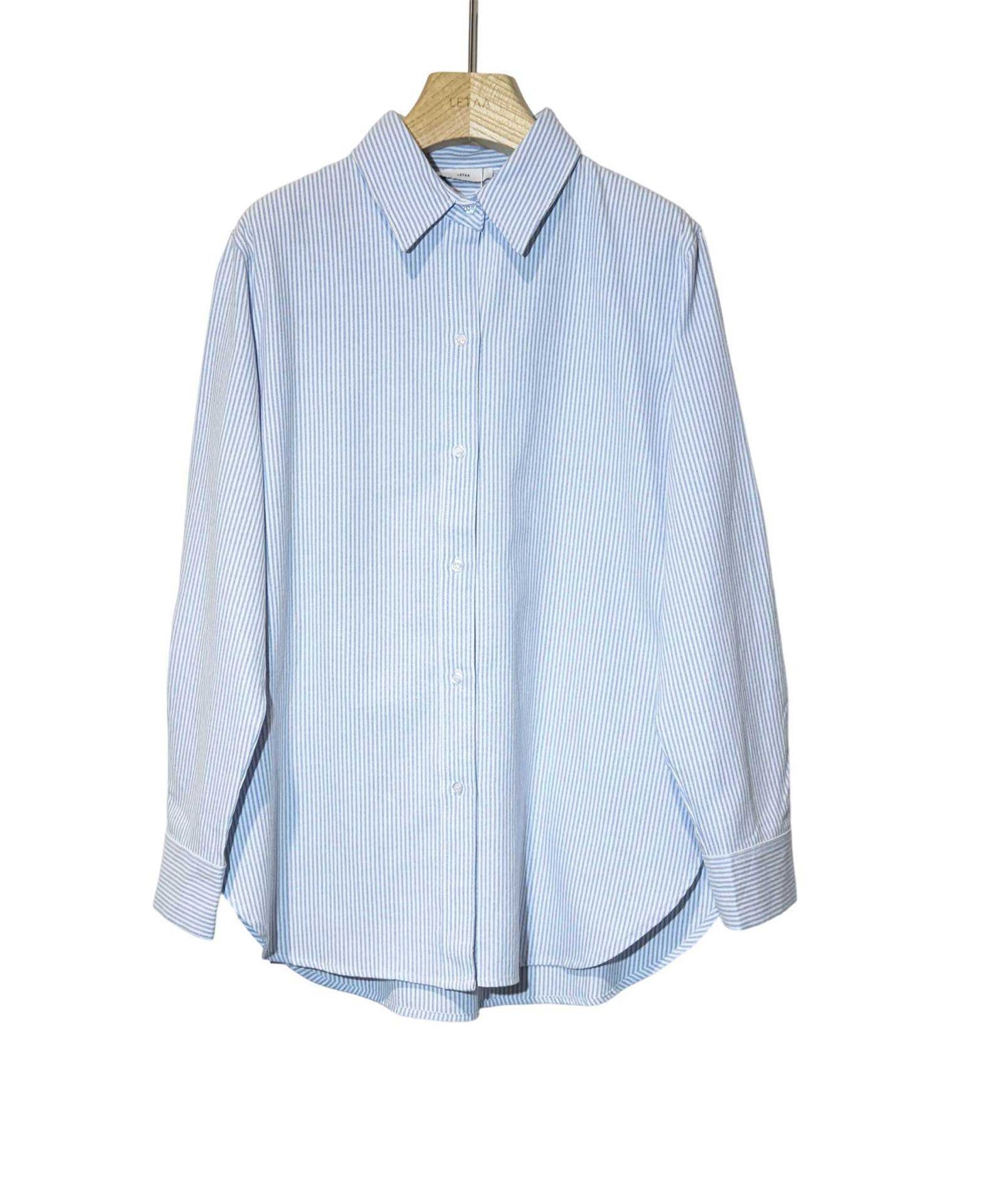 Chemise rayée coton Oxford bleu ciel