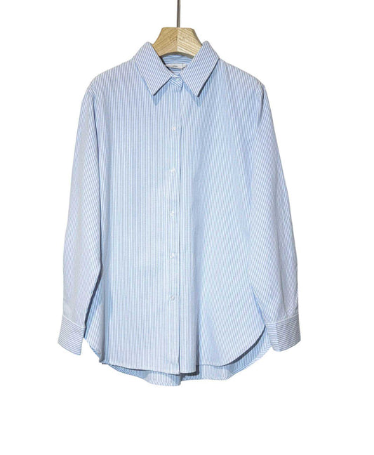 Chemise rayée coton Oxford bleu ciel