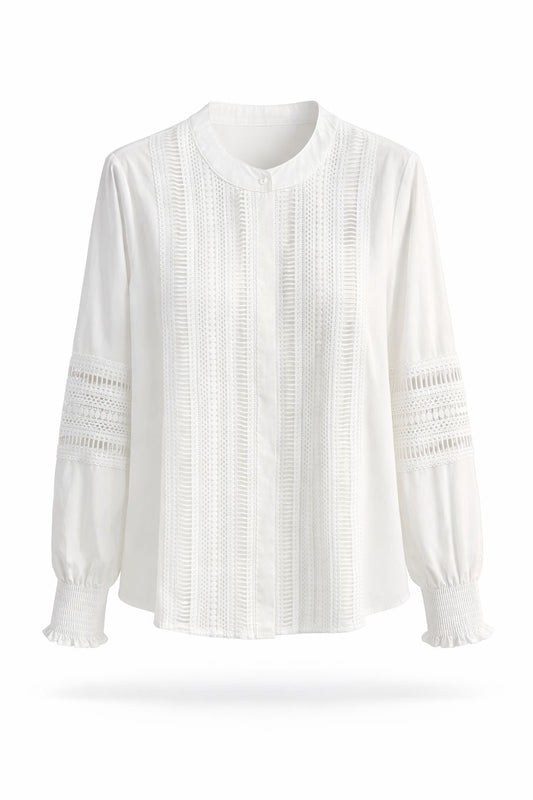 Chemise blanche brodé col mao