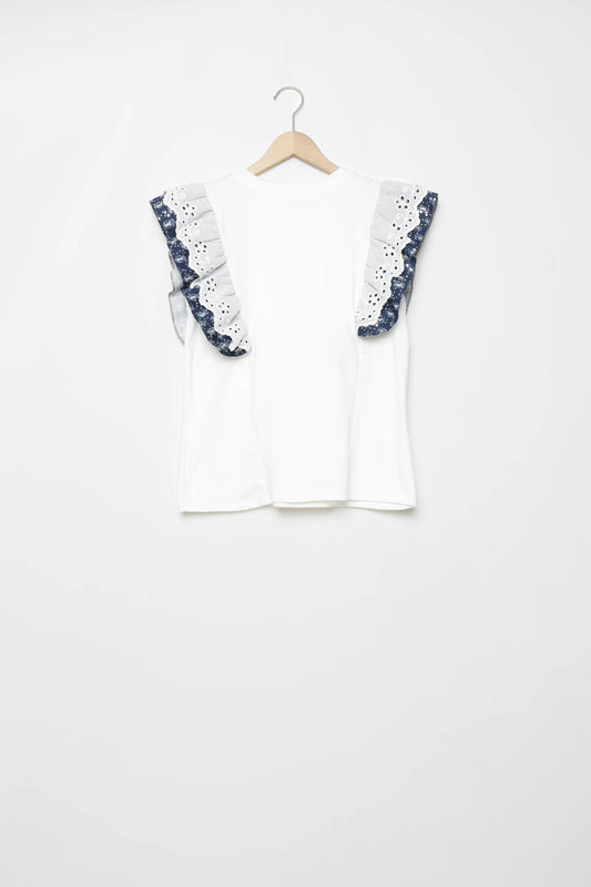 T shirt volants jean et pailletés
