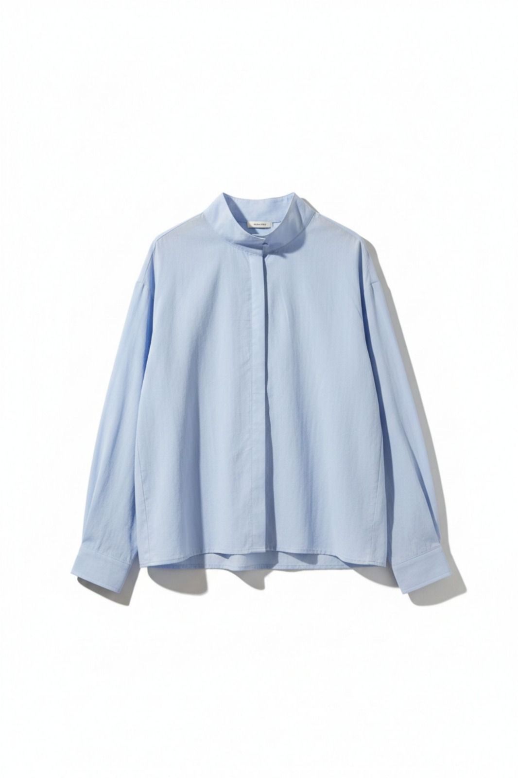 Chemise col Mao souple tencel ciel ou beige