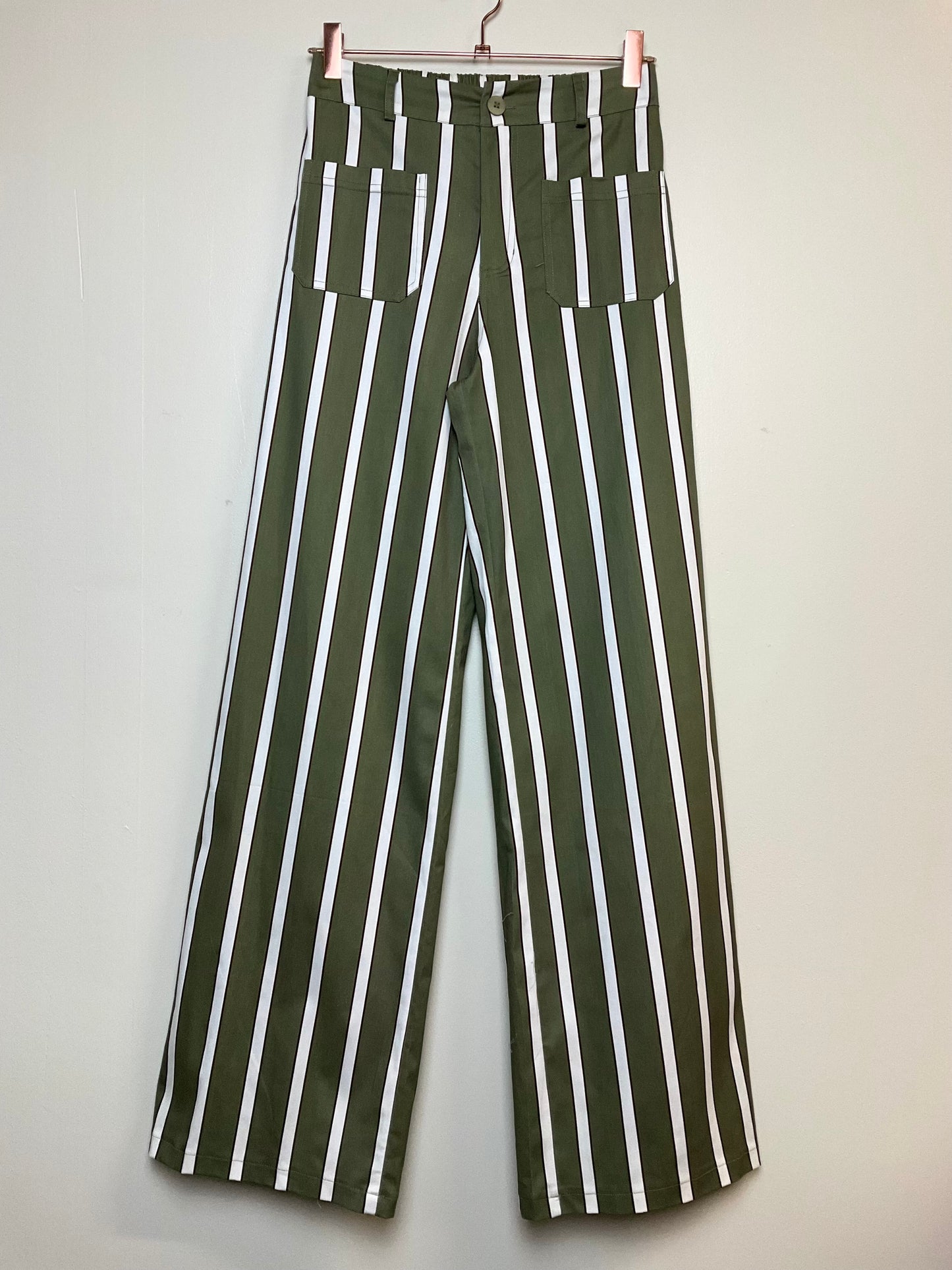 Pantalon coton fin imprime rayé