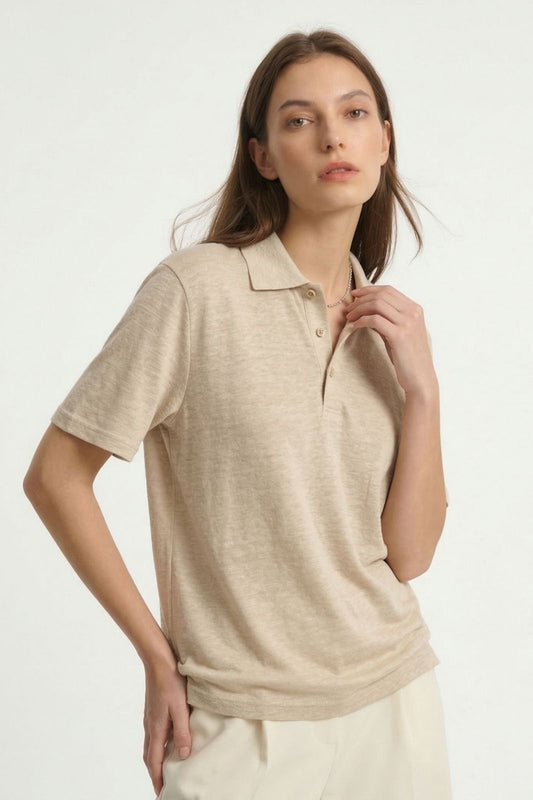 Polo manches courtes en maille lin