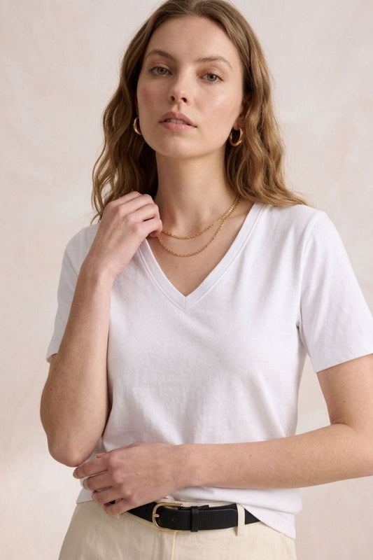 T shirt coton pima premium col v