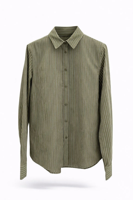 Chemise rayée kaki et blanche