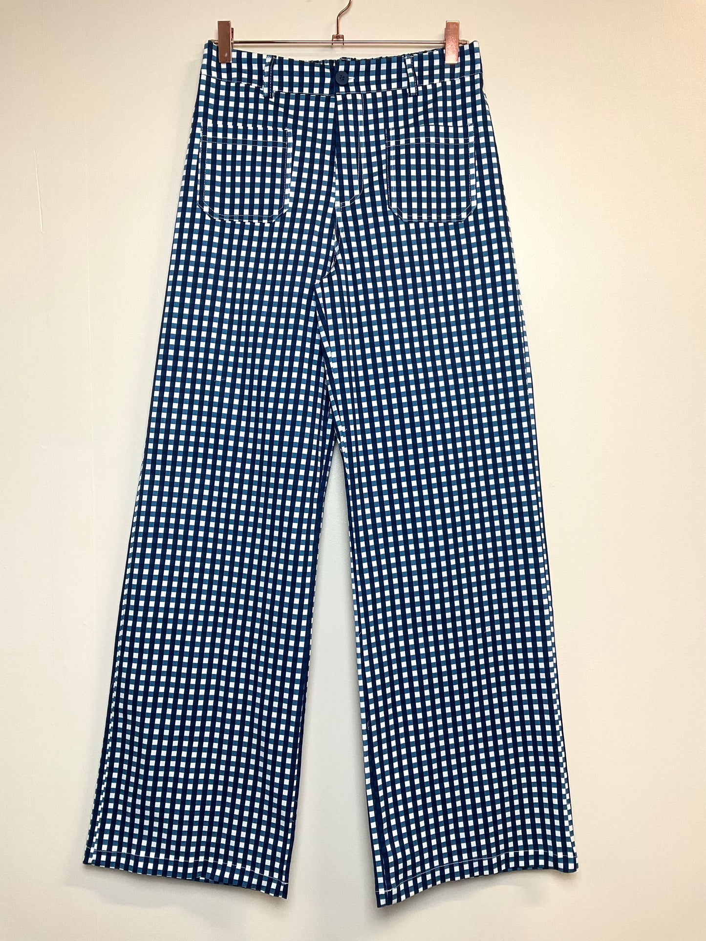 Pantalon coton fin imprime rayé