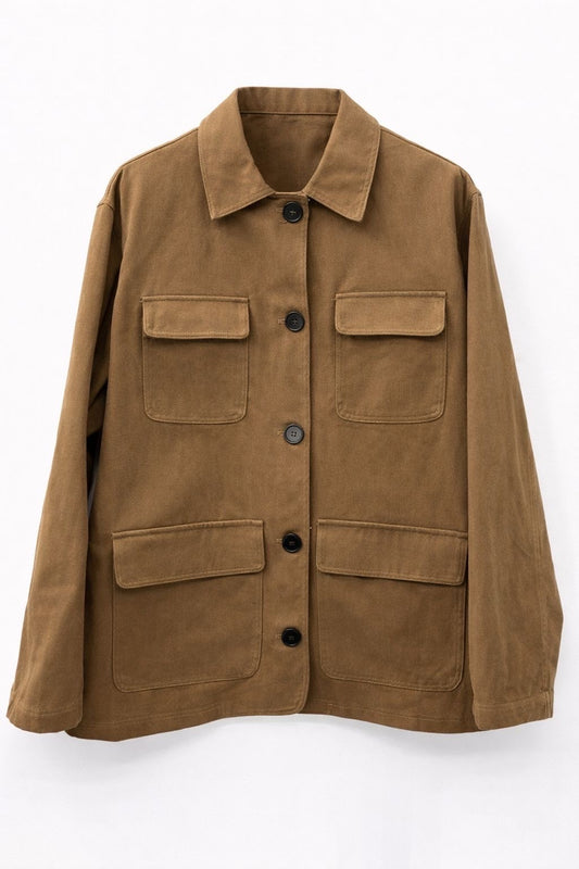 Veste longue poches Camel ou kaki