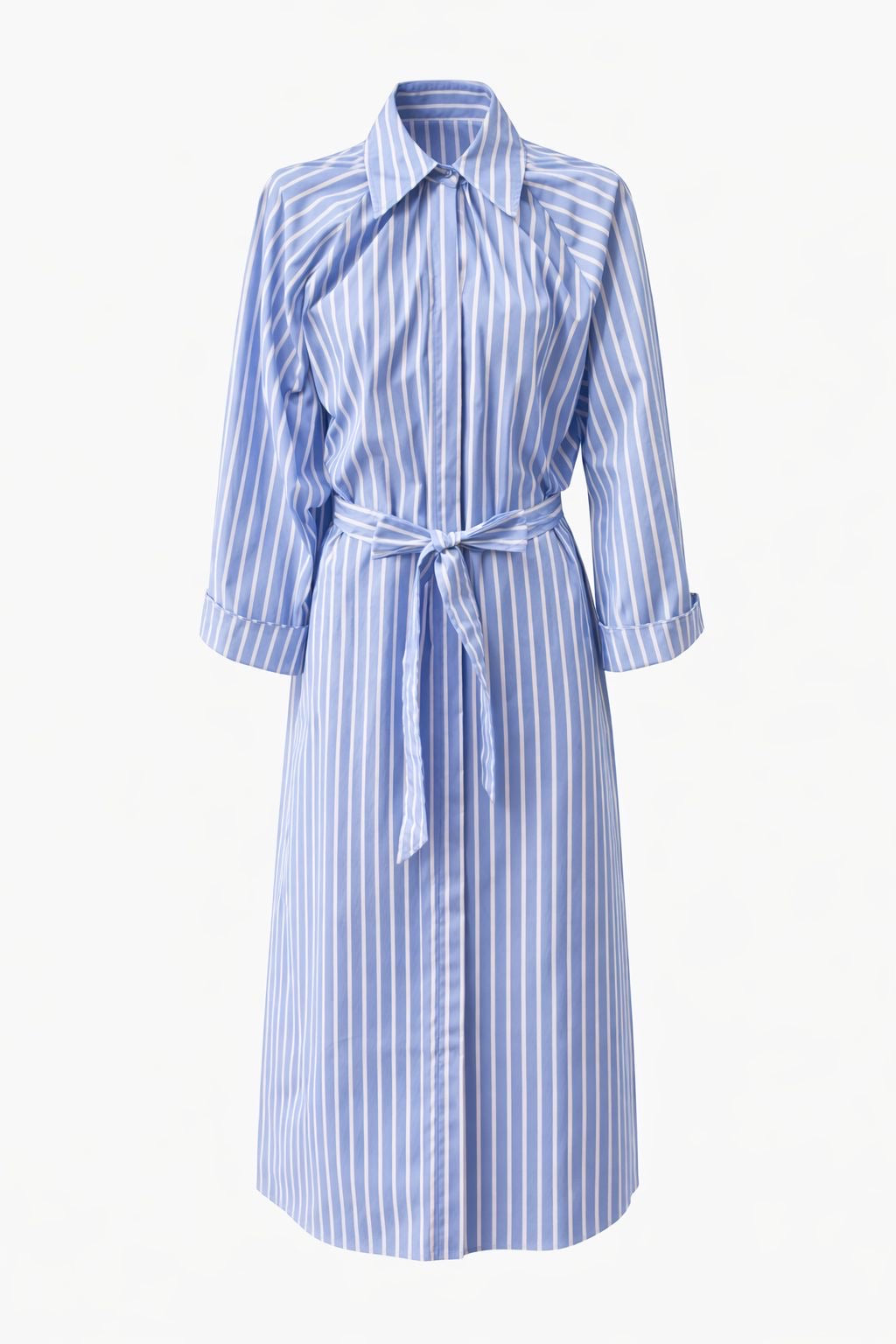 Robe midi rayée coton bleu ou blanche