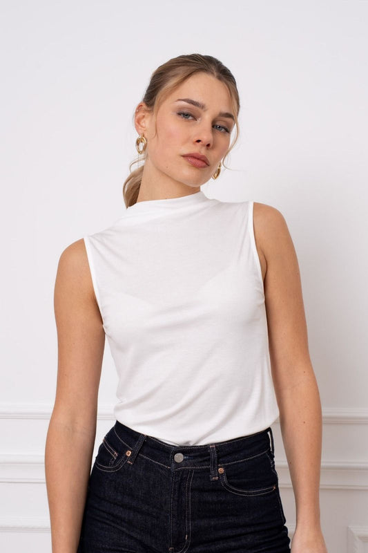 Top coton blanc sans manches