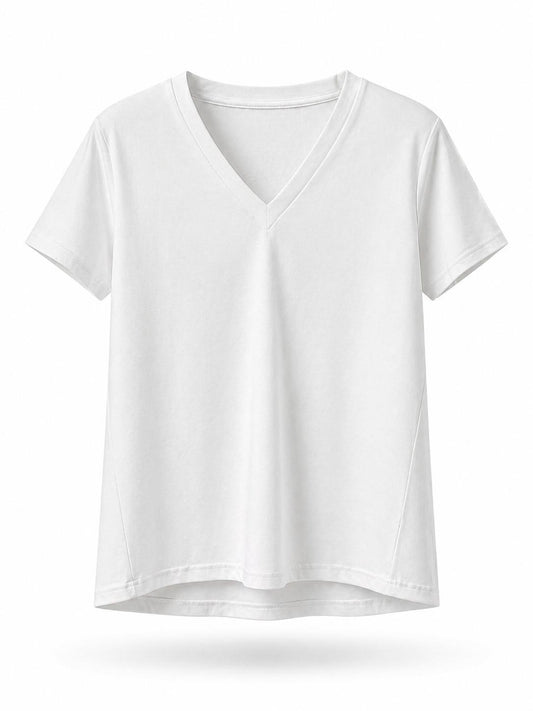 T shirt blanc col V