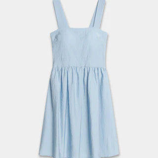 Robe courte à bretelles bleu ciel ou beige