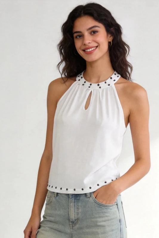 Top halter avec rivets