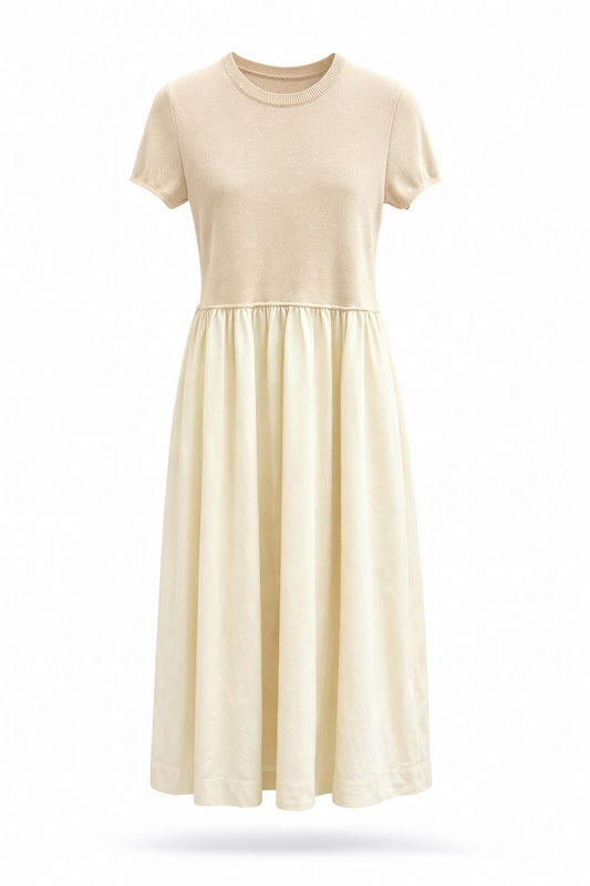 Robe longue maille et coton