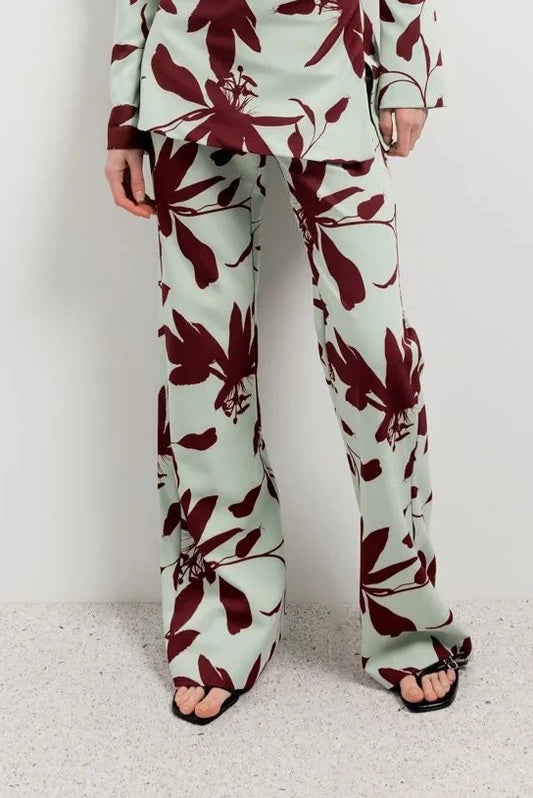 Pantalon imprimé floral vert