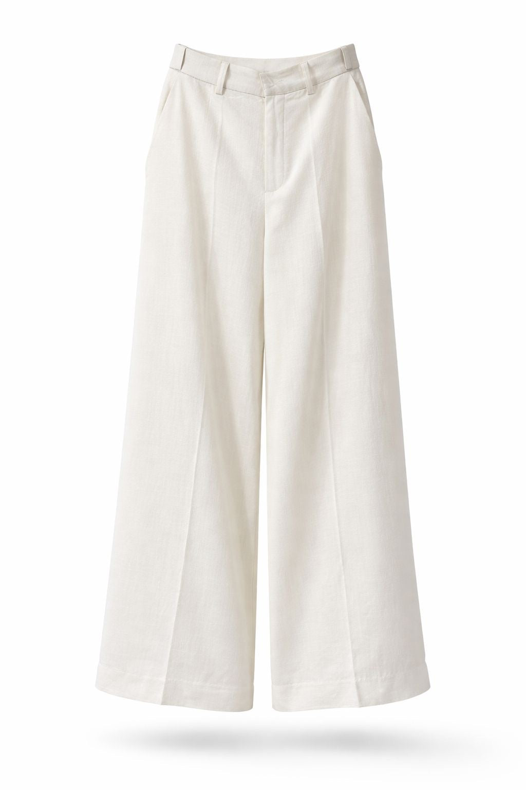 Pantalon tailleur lin blanc assorti