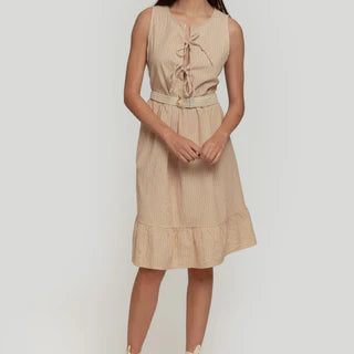 Robe courte coton rayée verte ou jaune