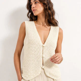 Gilet beige maille crochet