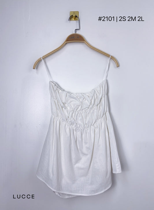Bustier froncé lin et coton assorti
