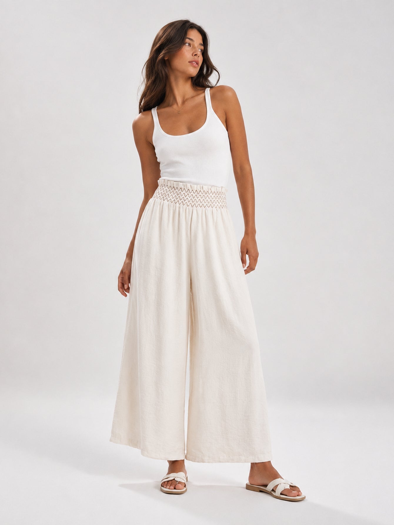 Pantalon fluide smocks taille
