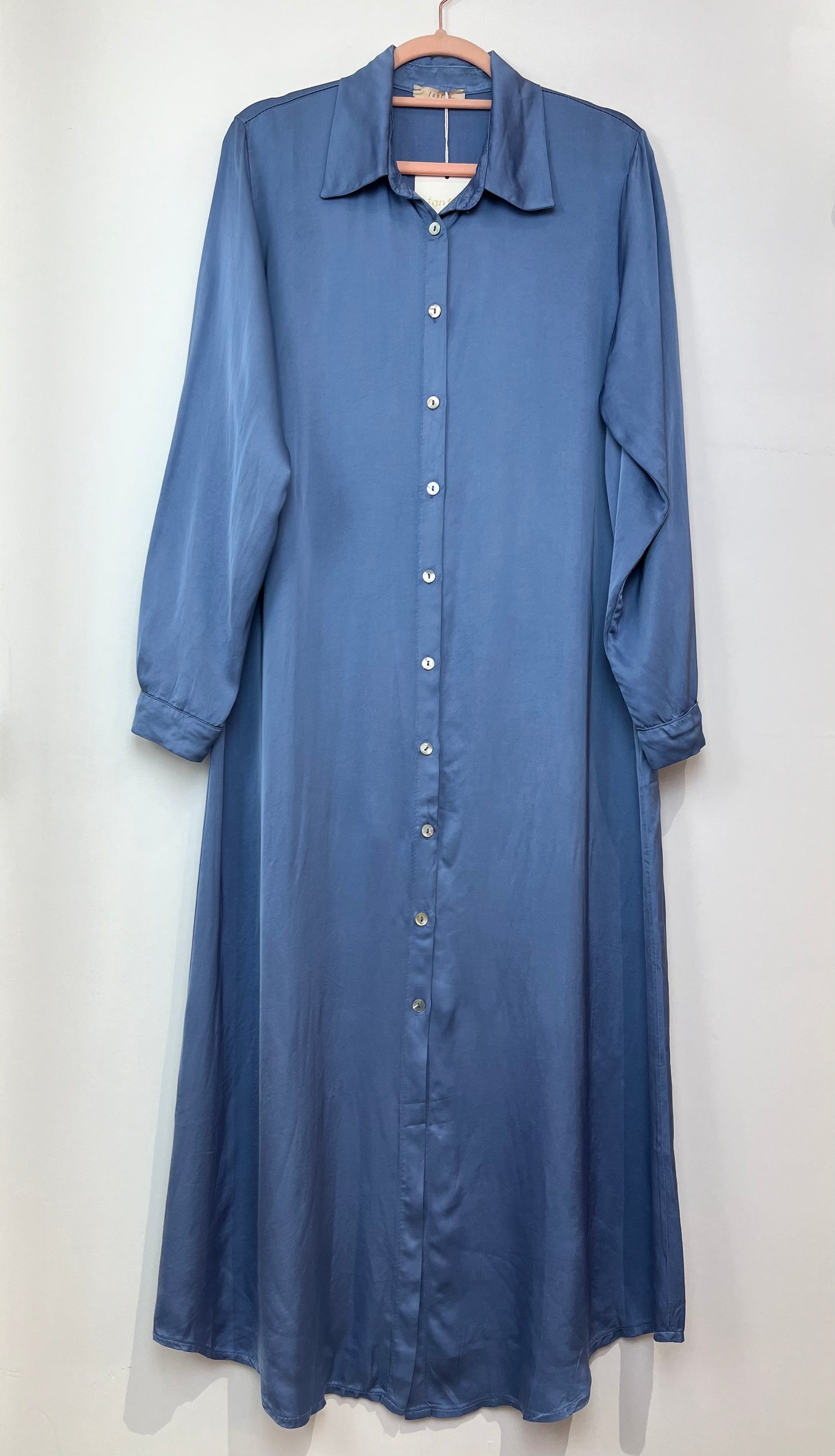 Robe chemise longue viscose et soie