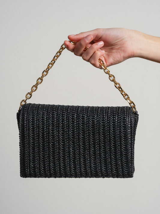 Sac clutch paille beige ou noir
