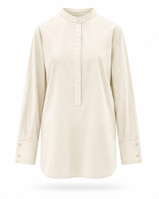 Chemise longue écru col Mao