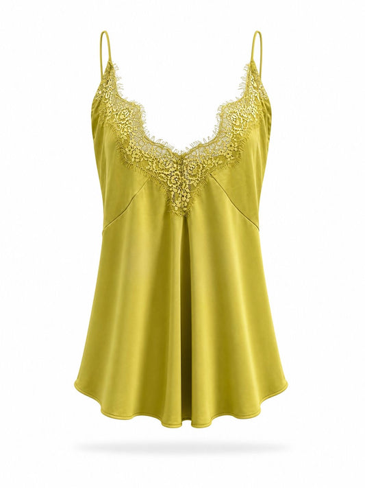 Top à bretelles en satin et dentelles