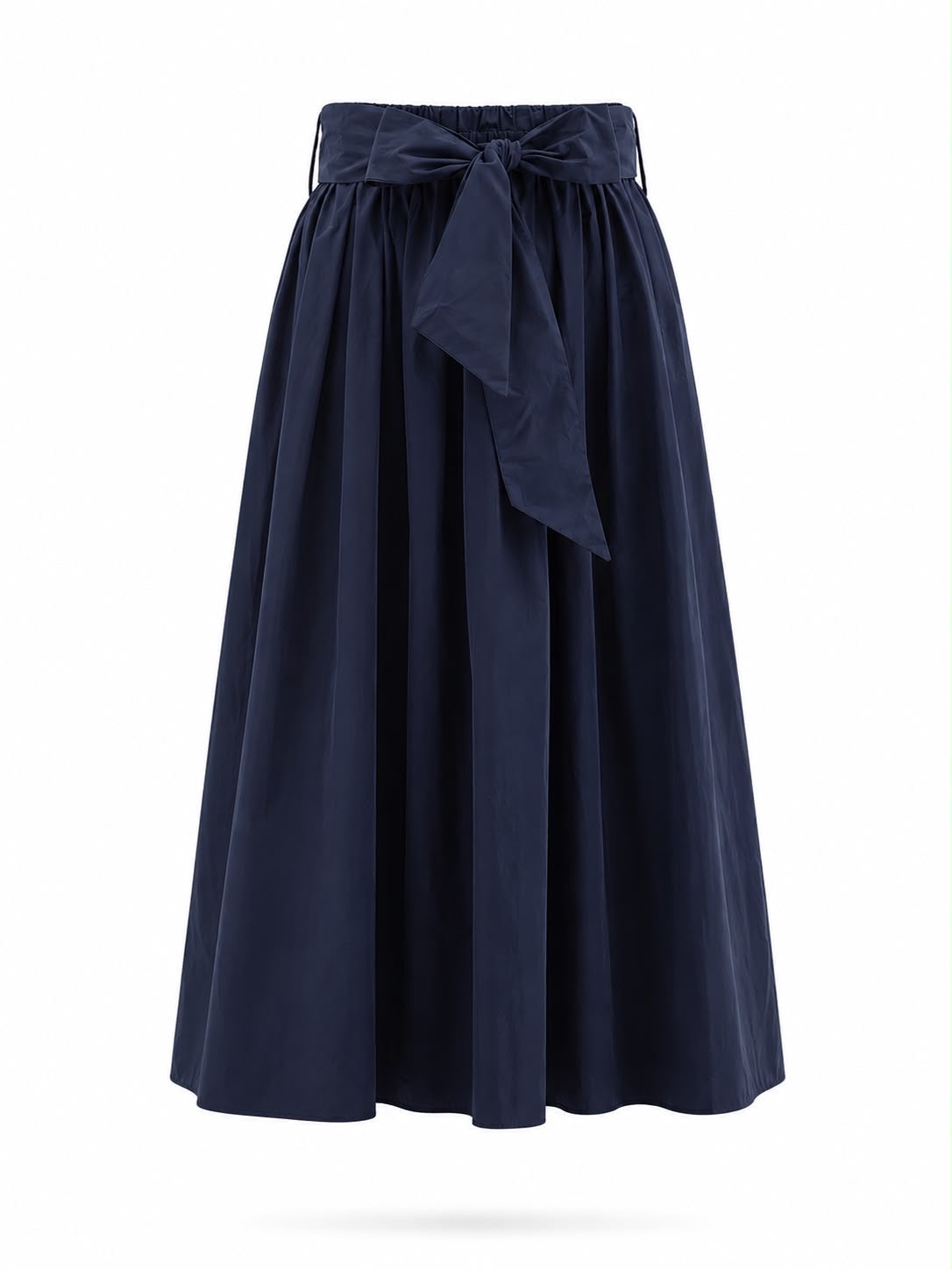 Jupe longue satin coton rouge ou marine noeud à la taille