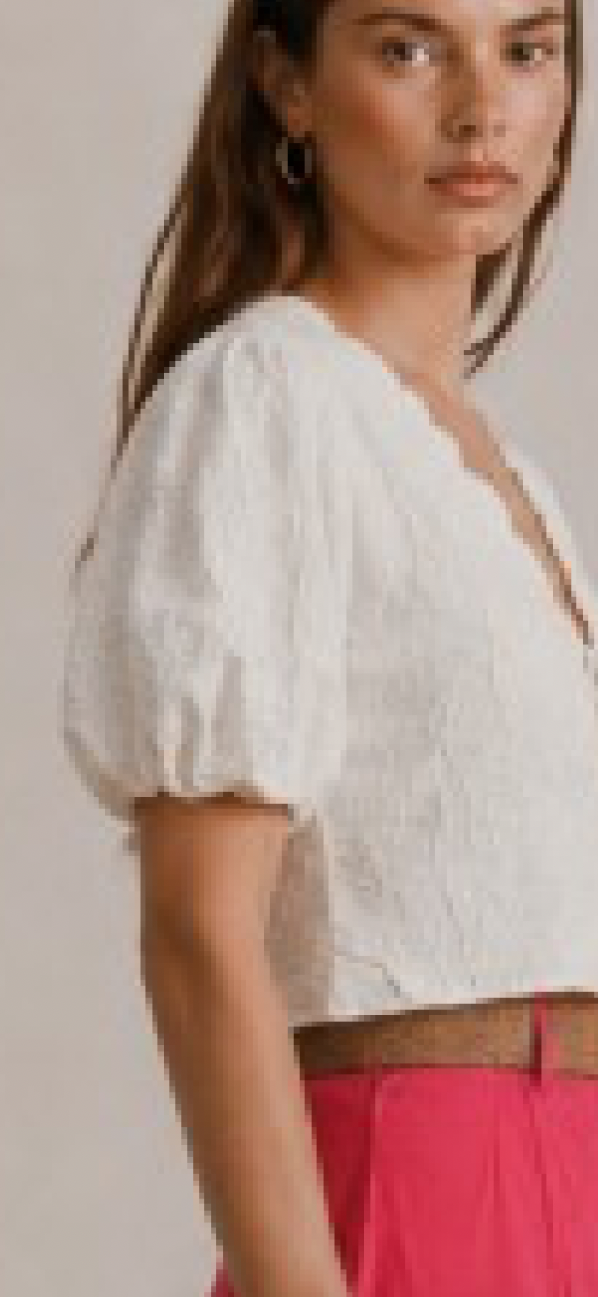 Blouse coton brodée assortie