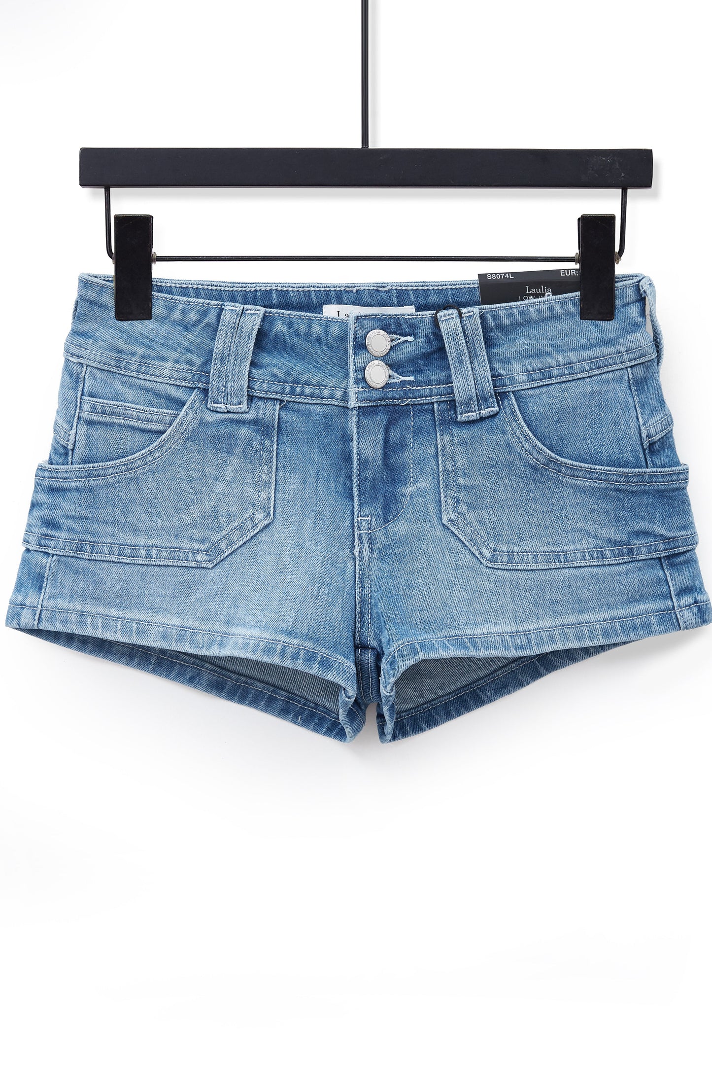 Short denim micro double boutonnage