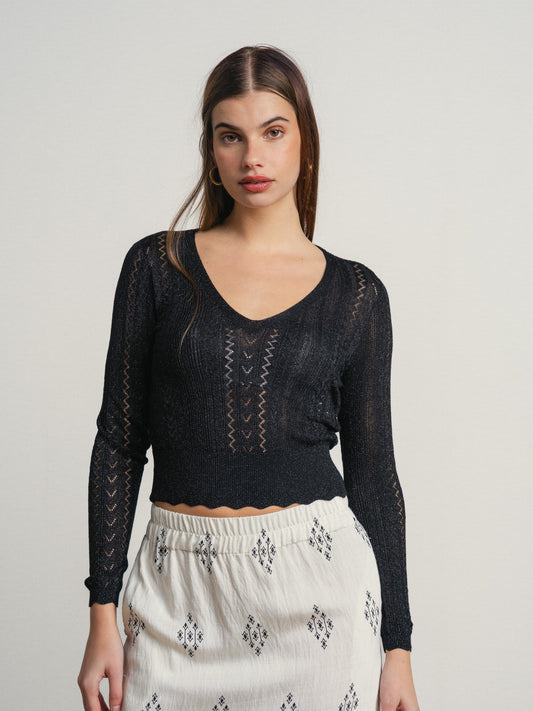 Pull ajouré lurex