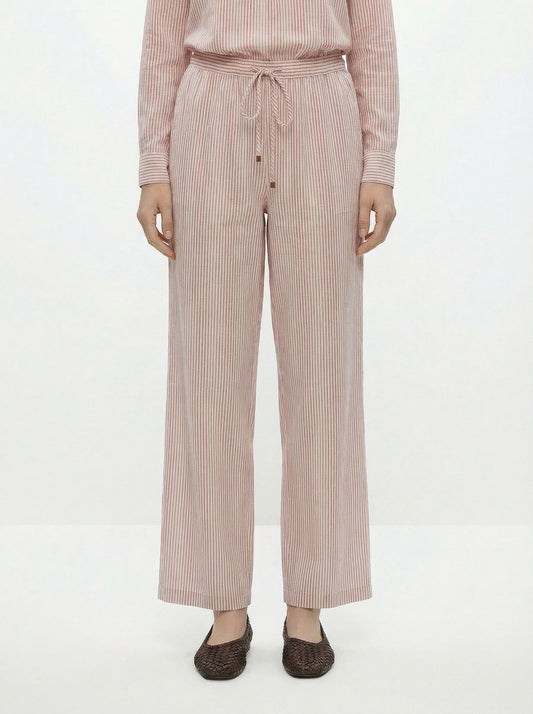 Pantalon rayé beige rouille