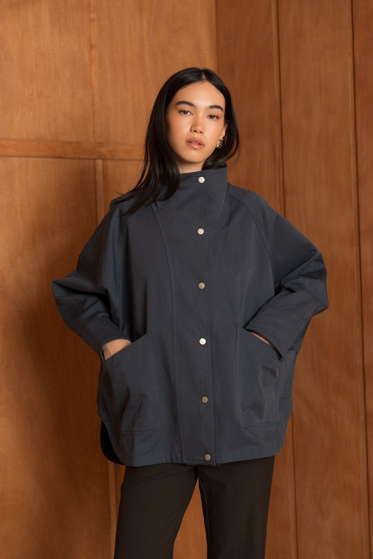 Veste large tencel beige ou Navy