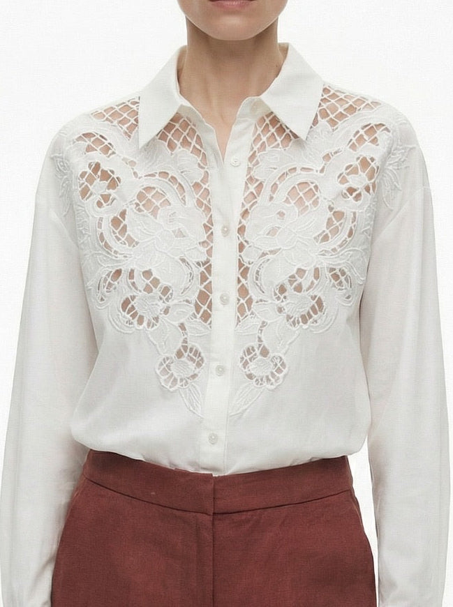 Chemise  brodée épaules coton