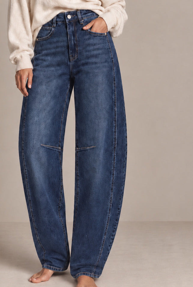 Jean barrel denim foncé