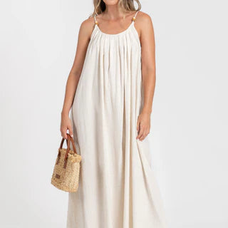 Robe longue bretelles et dos nu lin