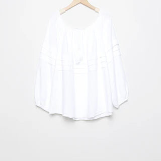 Blouse lin blanche ou rose 3 plis