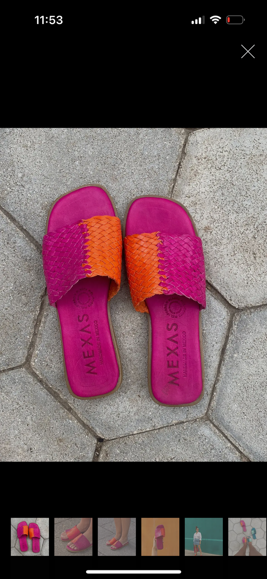 Mexas cuir tressé fushia ou turquoise