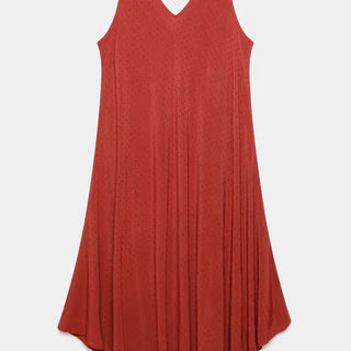 Robe sans manches curve Tina beige brique marron mauve