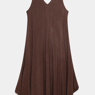 Robe sans manches curve Tina beige brique marron mauve