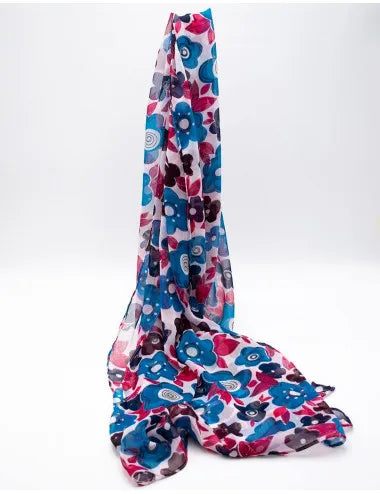 Écharpe effet soie motif fleurs