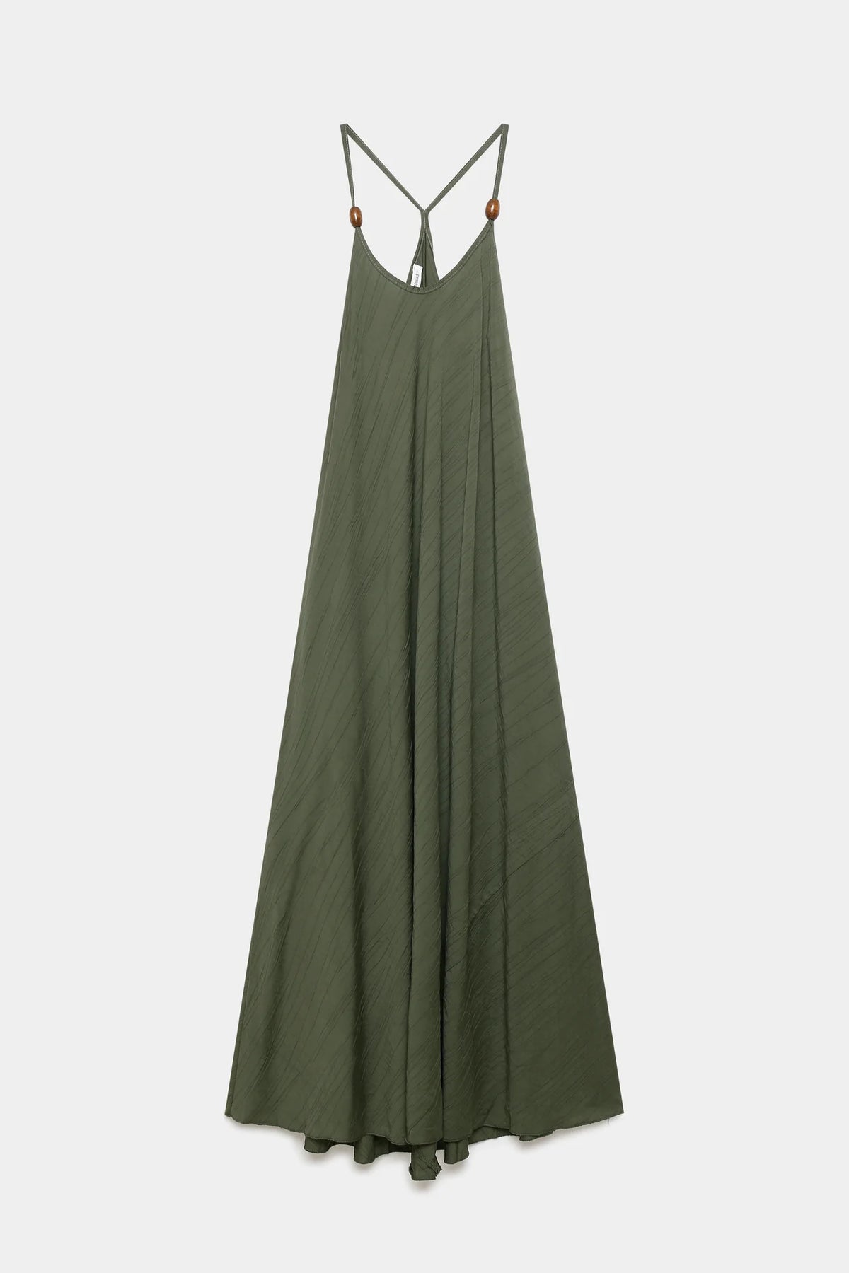 Robe longue bretelles perle bois kaki ou noir