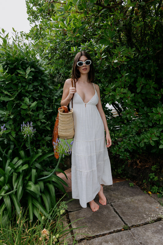 Robe coton Miy beige lin ou moka
