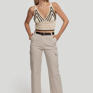 Pantalon cargo coton beige MG