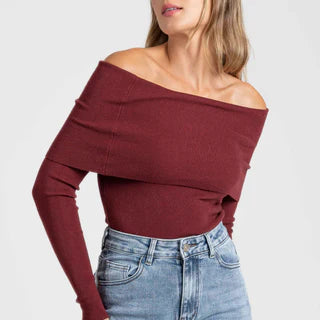 Pull bardot maille fine coloris divers