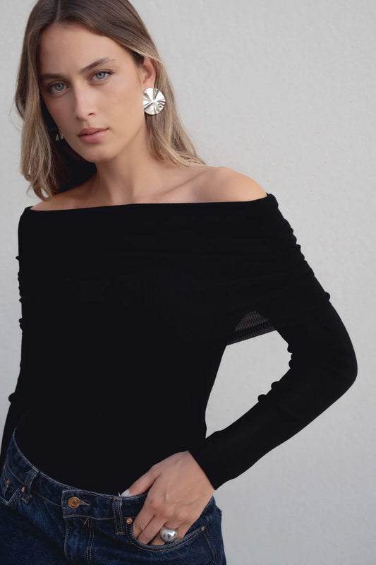 Pull bardot noir Elisa