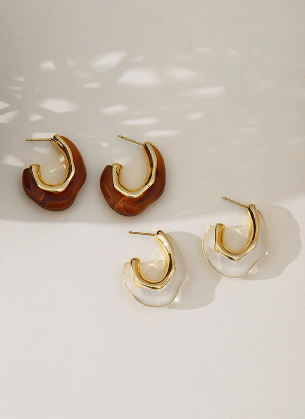 Boucles d’oreilles résine et plaqué or